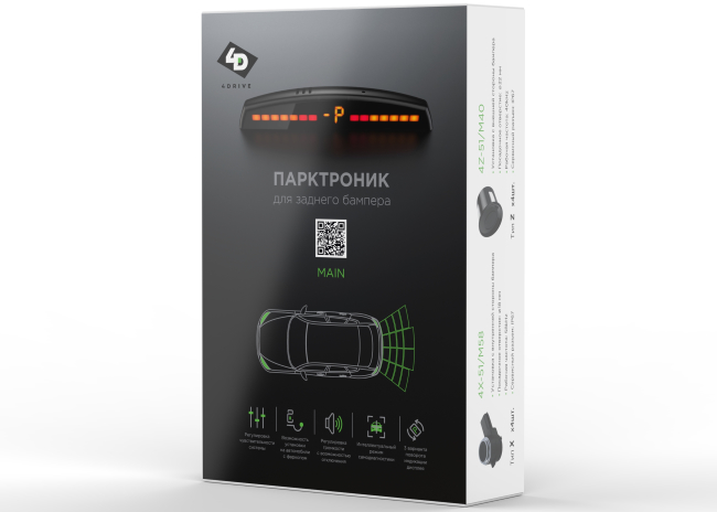Парковочный радар 4D 4Z-51/M40 (чёрный)